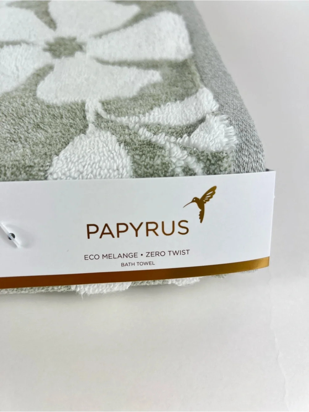 Papyrus Sage Green & White Floral Bath Towel Soft Cotton Blend 1 Pc NEW
